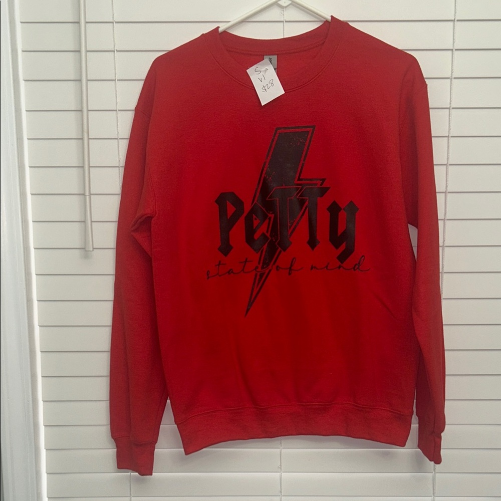 “Petty State of Mind” Red Graphic Crewneck Sweater